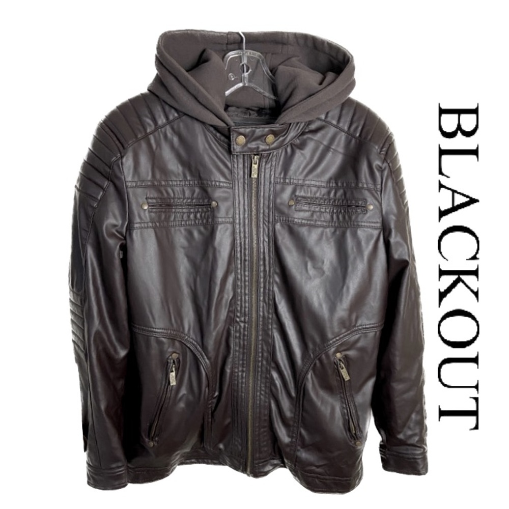 BLACKOUT  Sz 18-20 Soft Vegan Leather-Bomber-Jacket-Rayon-Lined